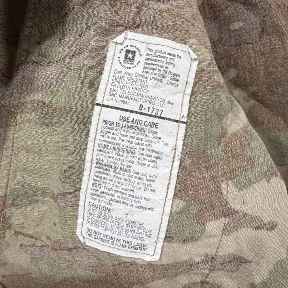 US Army Camo Coat Jacket FR Welding Hunting Sz Lg Long Euc Ripstop Gorpcore